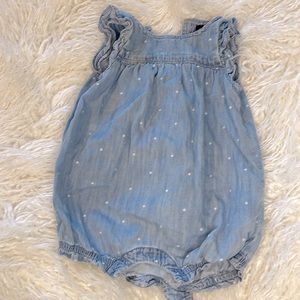 Gap denim romper with polka dots.